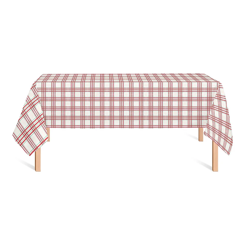 8.5ft. Painted Christmas Plaid Tablecloth