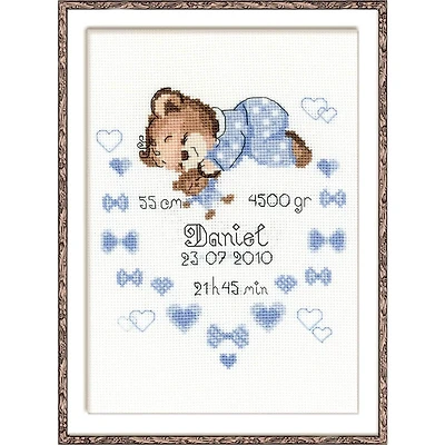 RIOLIS Boys Birth Announcement Counted Cross Stitch Kit R1124