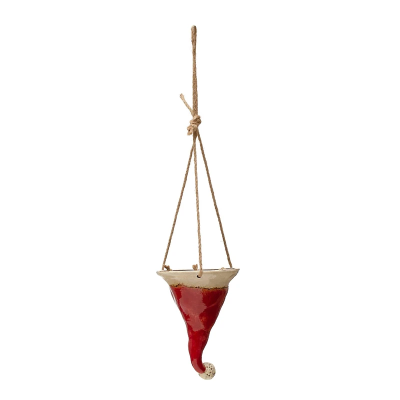 Hello Honey® Hand-Painted Hanging Stoneware Santa Hat Planter