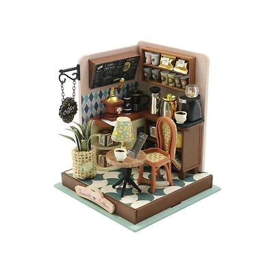 Wizardi Coffee Shop Miniature Dollhouse Roombox Kit