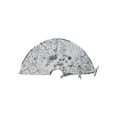 Hello Honey® 48" White & Blue Round Quilted Cotton Patchwork Floral Tree Skirt