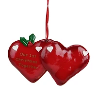 4.25" Red Our 1st Christmas Together Hearts Christmas Ornament