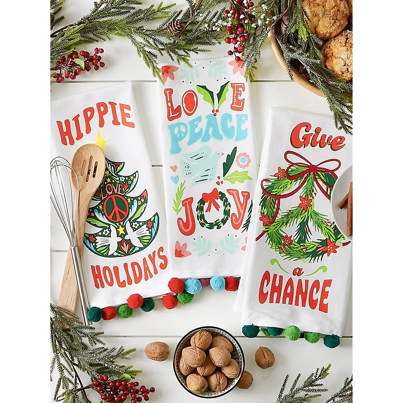 DII® Hippie Holidays Printed Dishtowel Set