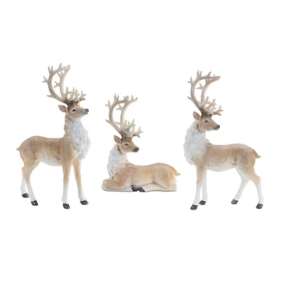 Glittered Holiday Deer Figurine Set