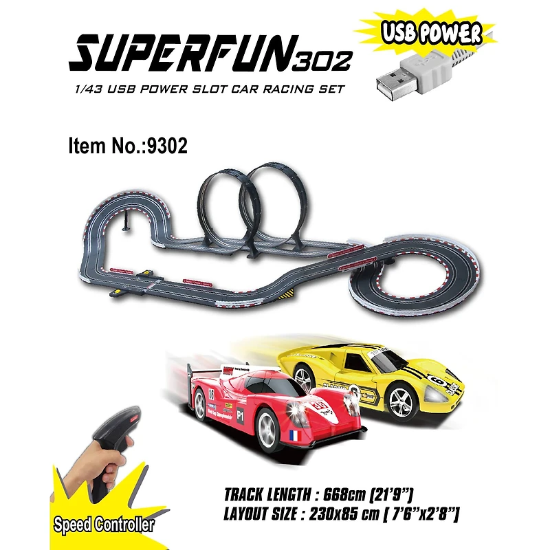 Joysway® SuperFun USB Power Slot Car Racing Set