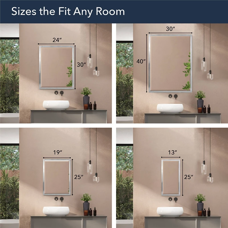 Head West Brushed Nickel Stainless Steel Beveled Accent Vanity Mirror