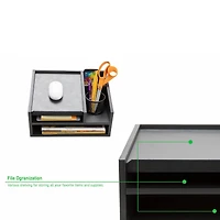 Mind Reader Black 5 Compartment Wood Office Desk Organizer