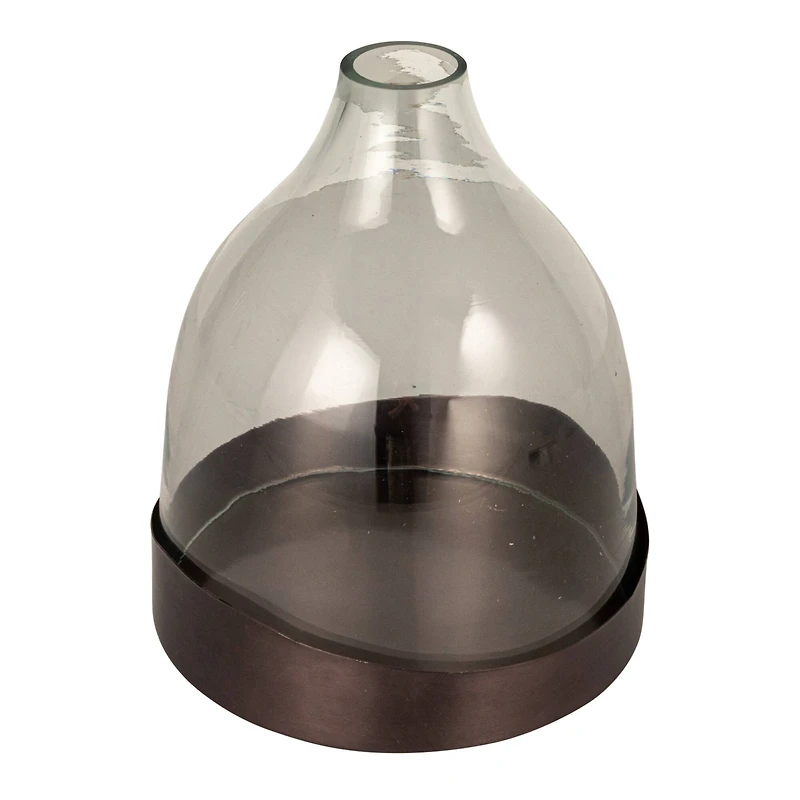 Hello Honey® 10" Clear & Black Metal Sophisticated Glass Cloche with Metal Tray