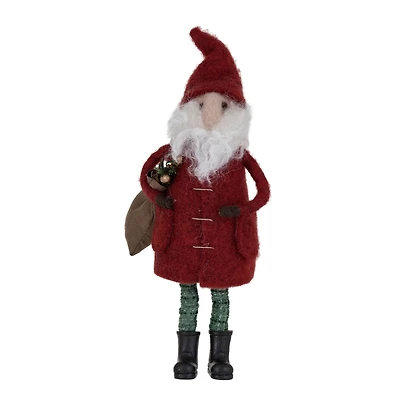 Hello Honey® 8.25" Wool Felt Santa in Winter Coat with Toy Sack