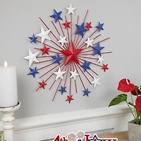 17.5" Red, White & Blue Starburst Americana Metal Wall Accent