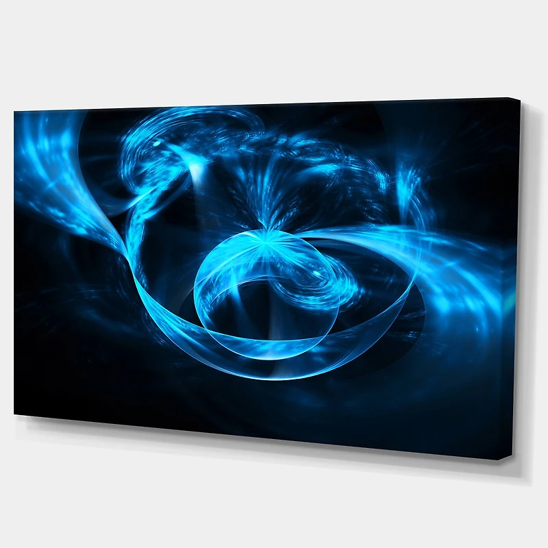 Designart Fractal 3D Circled Blue Waves Abstract Canvas Art Print