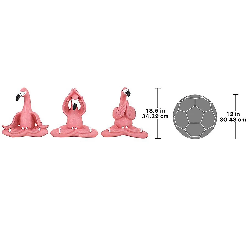 Design Toscano 13.5" Large The Zen of Pink Flamingos Yoga Garden Statues Set