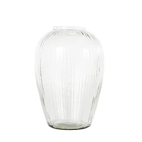 9.5" Clear Glass Ribbed Fluted Decorative Vase