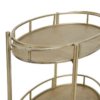 Hello Honey® 30" Beige 2-Tier Metal Bar Cart With Locking Caster Wheels