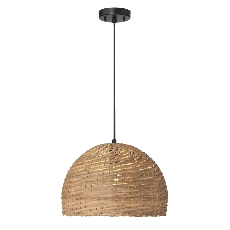 Hello Honey® Calypso Stained Natural Metal & Handwoven Wicker Dome Ceiling Light