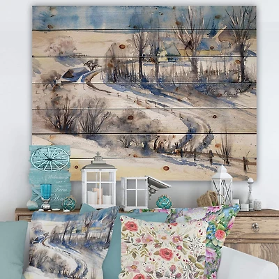 Designart - Country Road In Winter Times I