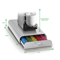 Mind Reader Silver Single Drawer Coffee Pod and Accessories Holder