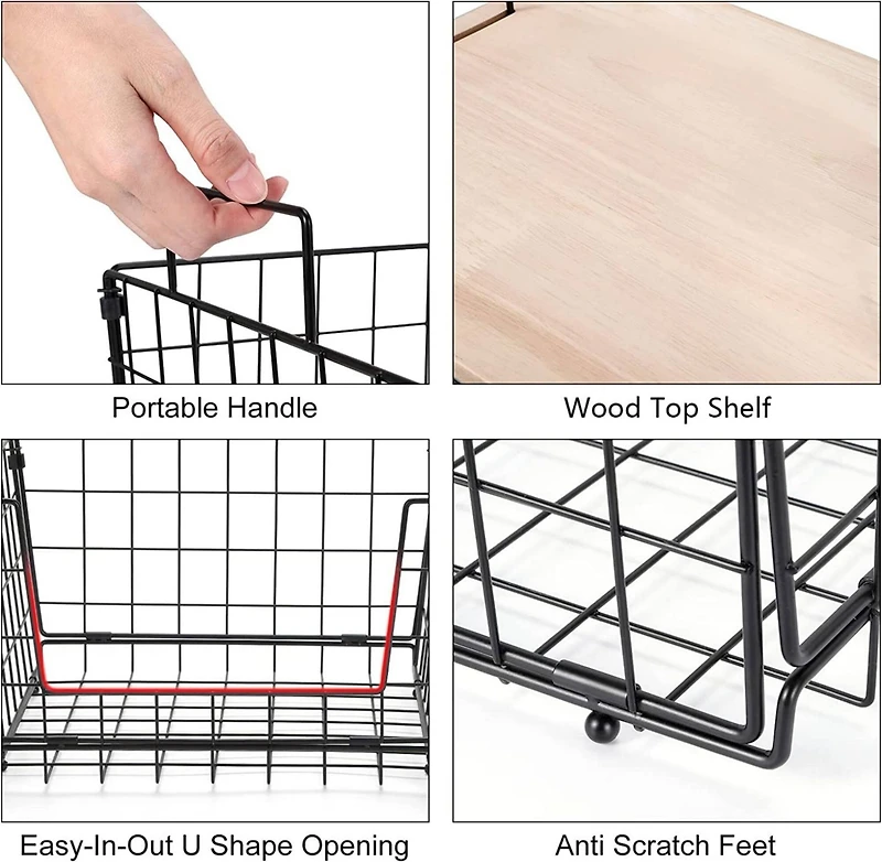 NEX™ Kitchen Countertop Storage Basket with Wood Lid, 2ct.