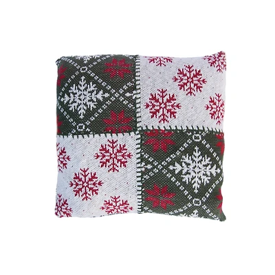 Hello Honey® 20" x 20" Square Cotton Knit Pillow with Snowflake Patterns