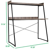 Mind Reader 47" Brown Desk with Top Shelf