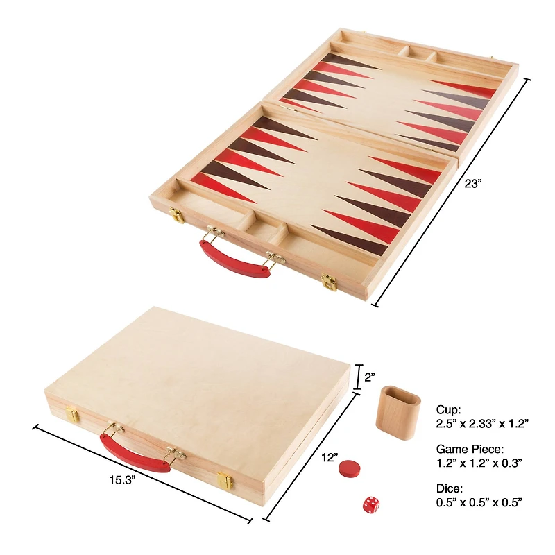 Toy Time Wooden Backgammon Board Game Set