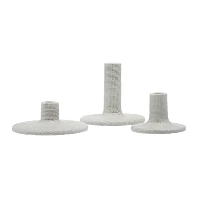 Hello Honey® Stoneware Taper Candle Holders Set, 3ct.