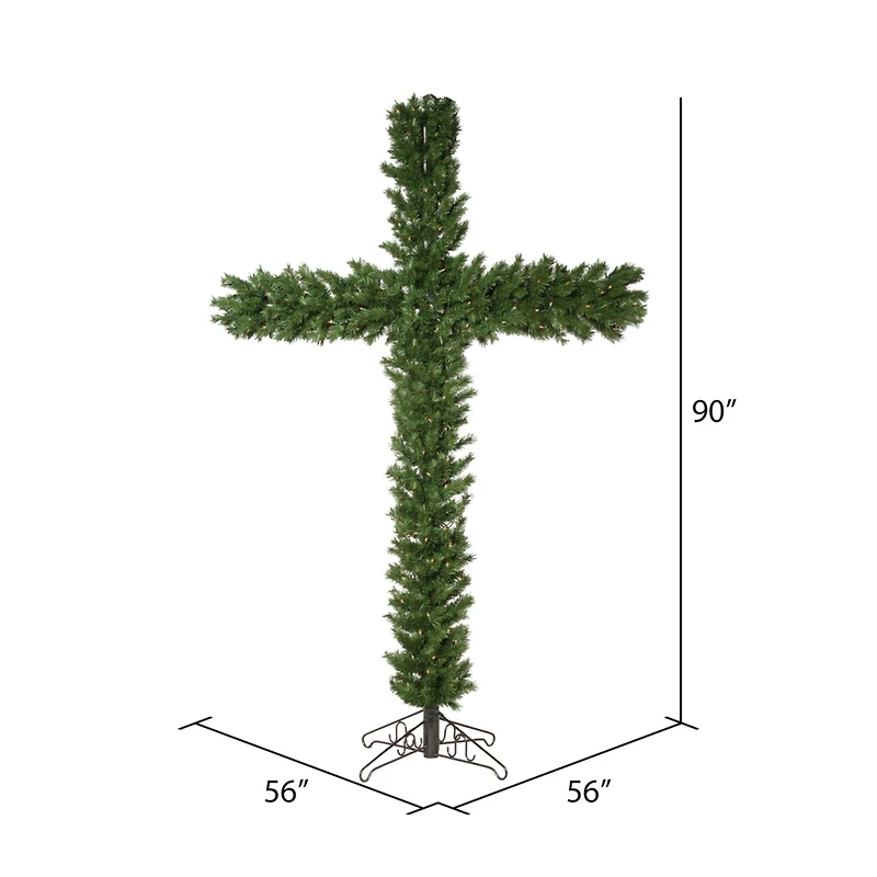 7.5ft. Pre-Lit Artificial Christmas Cross, Warm White Dura-Lit® LED Lights