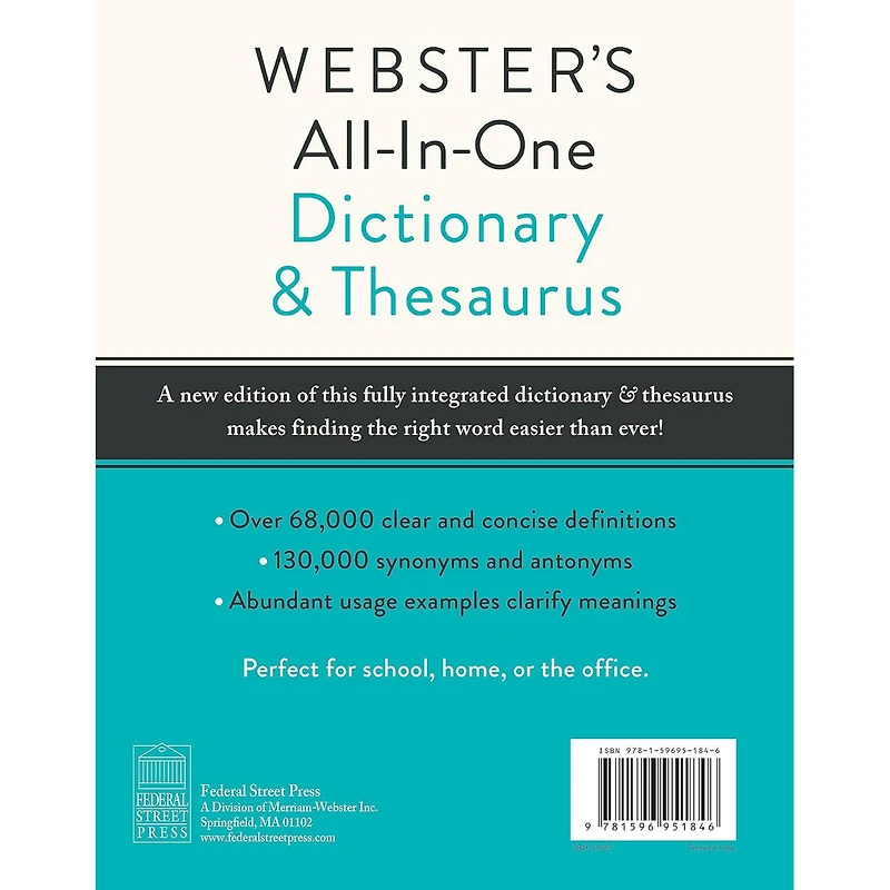 Federal Street Press Webster's All-in-One Dictionary & Thesaurus, Third Edition