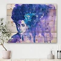 Designart - Glorious Blue Portrait of African American Woman