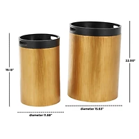 Gold Metal Nesting Accent Table with Black Tray Tabletop Set