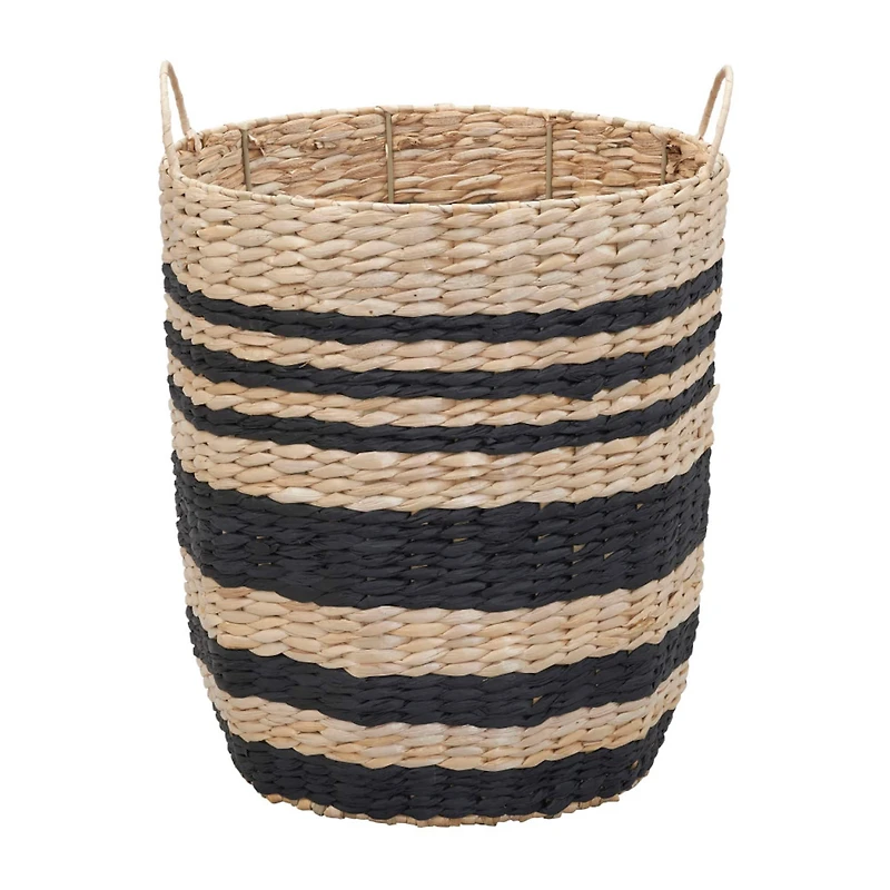 Household Essentials 18" Black & Natural Cattail & Paper Banded Basket