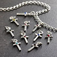 12 Packs: 12 ct. (144 total) Charmalong™ Rhodium Cross Birthstone Charms by Bead Landing™