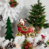 9.5" Red & Gold Waving Santa Sitting in a Sleigh Christmas Decoration