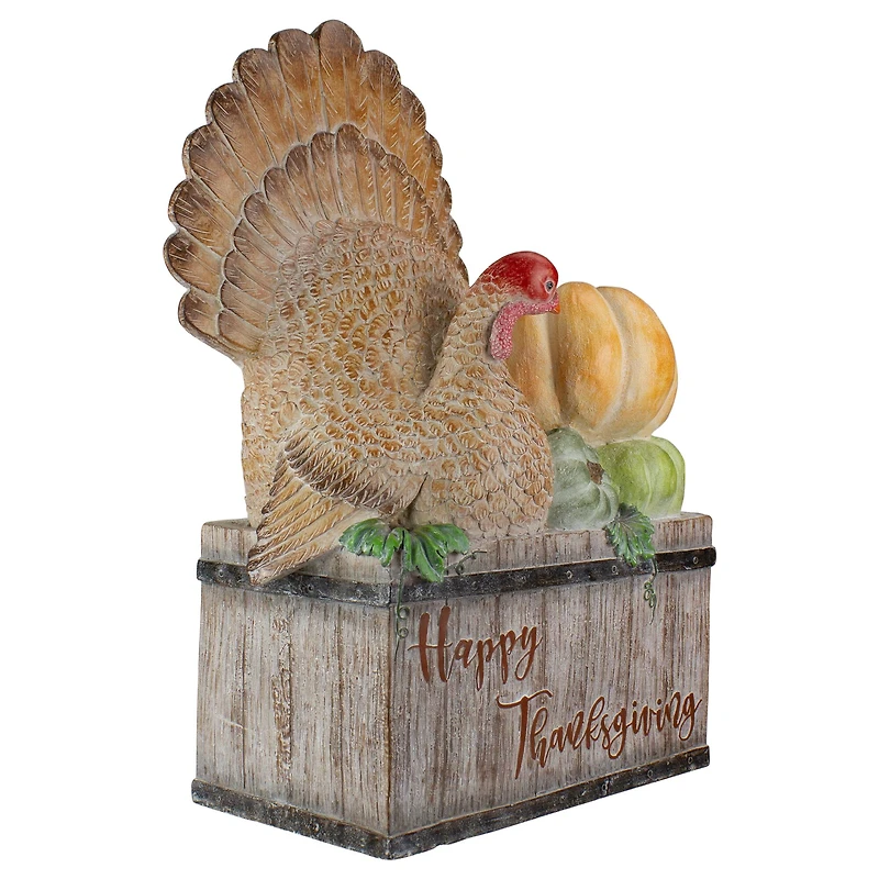 20" Turkey & Pumpkins Happy Thanksgiving Decoration