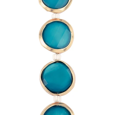 Teal & Gold Faceted Glass Coin Bead Mix by Bead Landing™