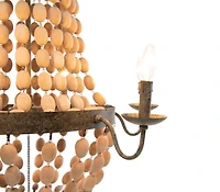 Hello Honey® 38" Brown Rustic Metal and Draped Wood Bead Chandelier