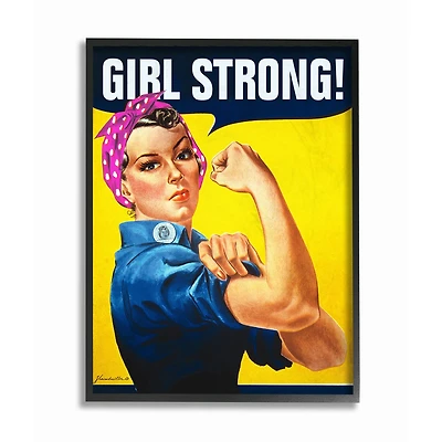 Stupell Industries Girl Strong Vintage Poster Wall Accent with Black Frame
