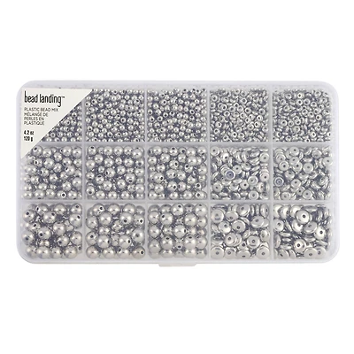 Silver Plastic Spacer Bead Mix by Bead Landing™