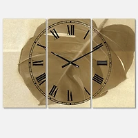 Designart Botanical Beige Retro Leaf Multipanel Wall Clock