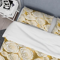 Designart 'Golden Floral III' Mid-Century Duvet Cover Set