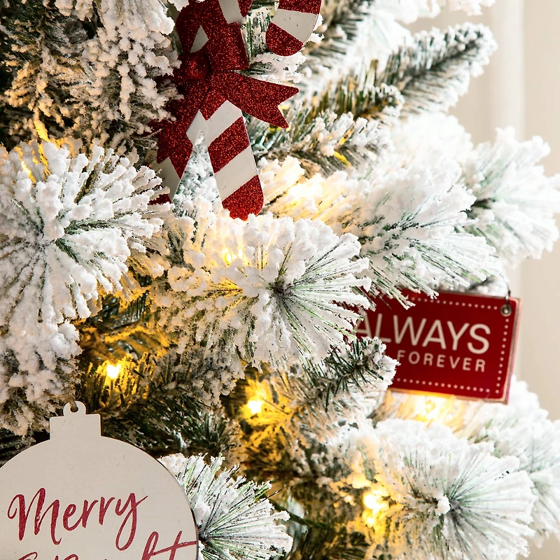 7.5ft Pre-Lit Flocked Pine Artificial Christmas Tree