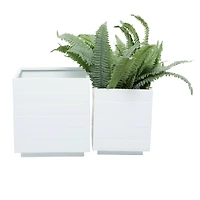 White Modern Planter, Set of 2" 14", 10"
