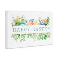 Stupell Industries Floral Happy Easter Canvas Wall Art