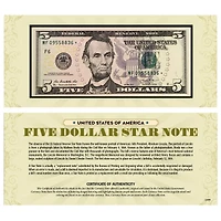 Five Dollar Star Note Protective Holder United States Genuine Currency