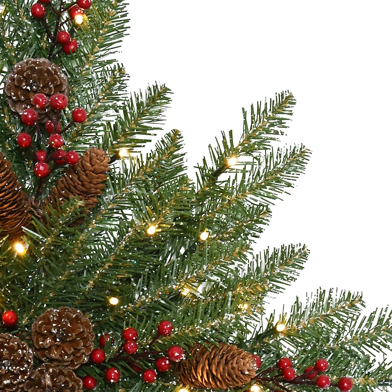 32" Pre-Lit Flocked Snowflake Wreath