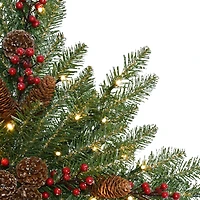 32" Pre-Lit Flocked Snowflake Wreath