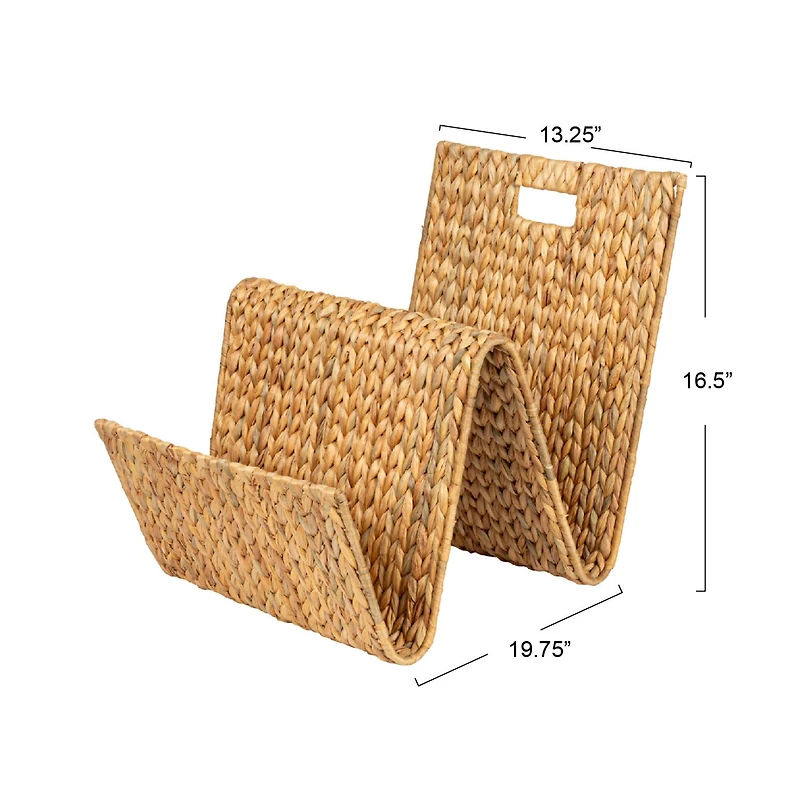 Hello Honey® Hand-Woven Water Hyacinth & Metal Magazine Storage Holder with Handle
