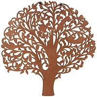 43" x 45" Brown Carved Wooden Tree Wall Décor with Bird Accents