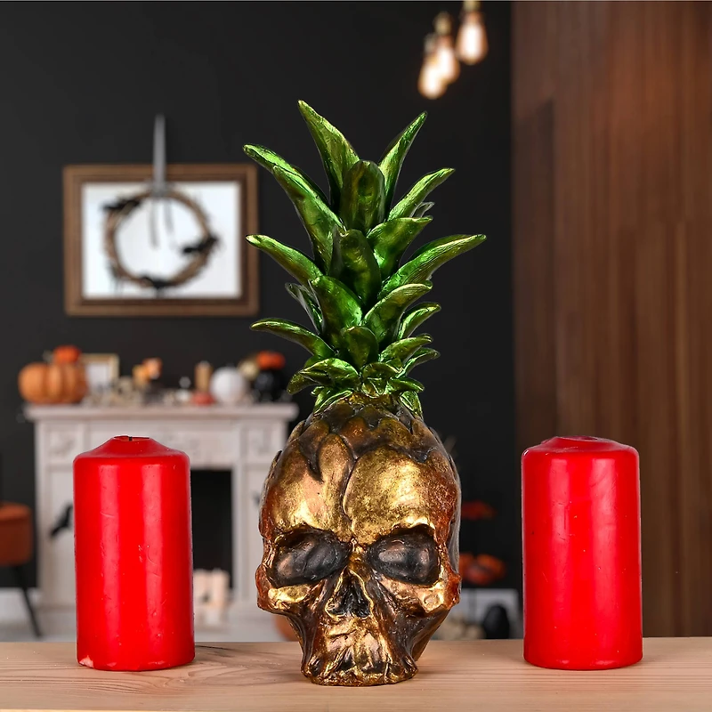 14" Pineapple Skull Halloween Decoration