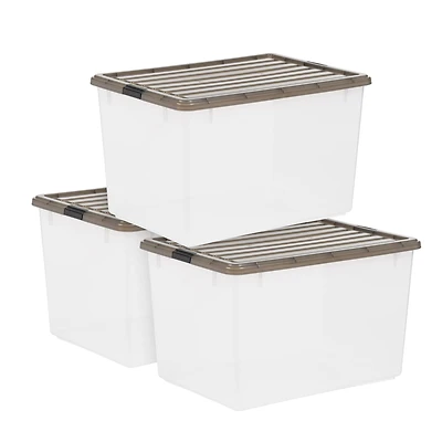 Iris® 144qt. Clear View Plastic Storage Bins with Gray Latching Buckle Lids, 3ct.